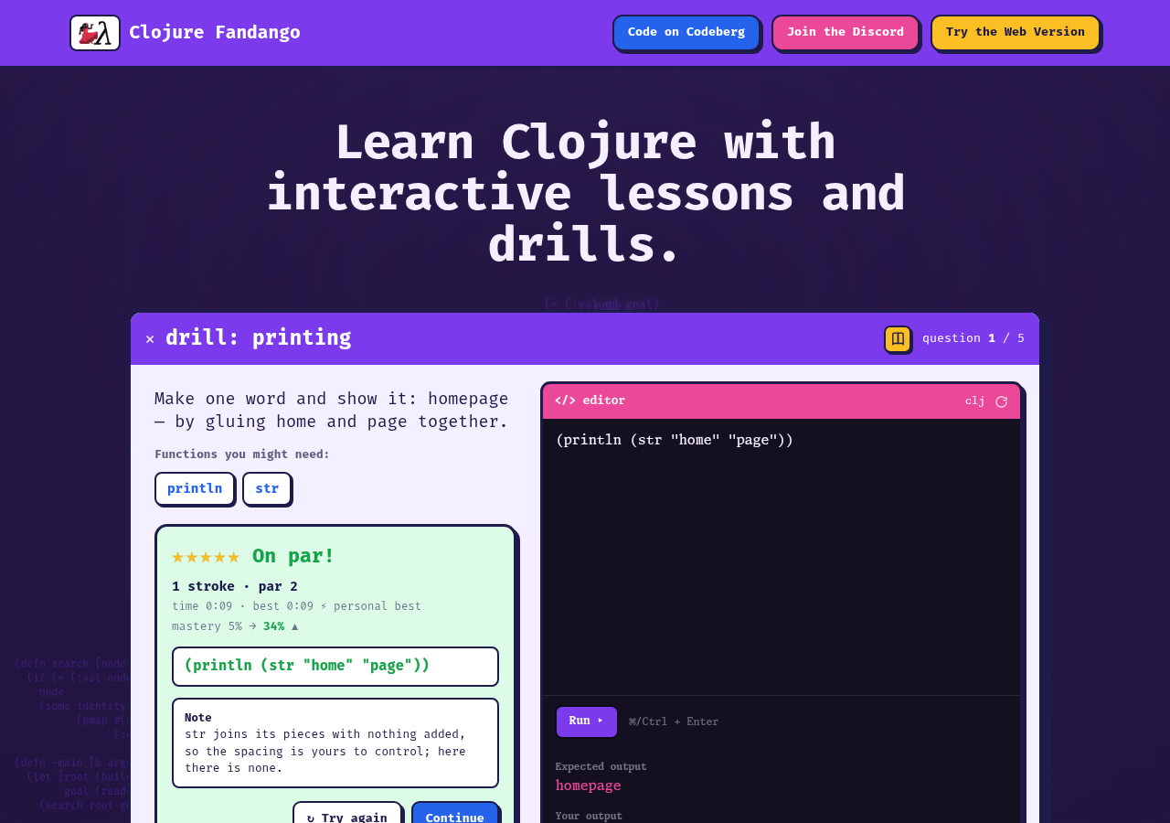 Clojure Fandango — screenshot
